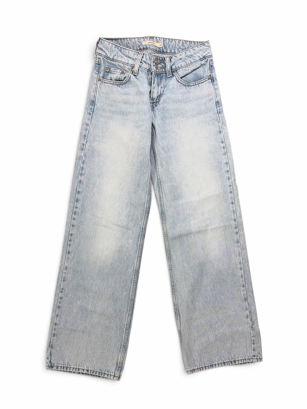 Leviโs Superlow Jeans Womenโs 24 Light Wash Wide Leg Double Button 100% Cotton